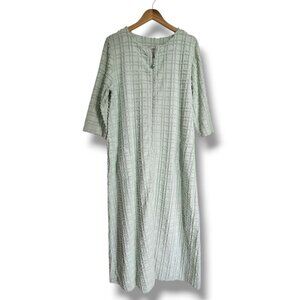 Mark Travers Supertex Robe Size M Long Mint Green Cotton Terry Cloth Zip Front